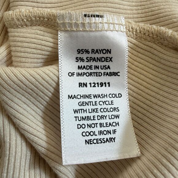 LNA Womens Crew Neck Ribbed Long Sleeve Crop Top Light Beige Size XS - Picture 6 of 8